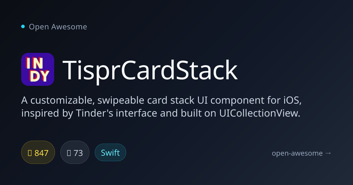 TisprCardStack — Swipeable Card Stack for iOS | Open Awesome