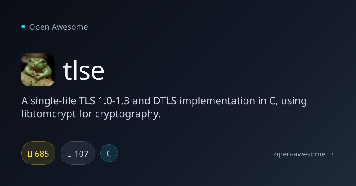 tlse — Single-File TLS Implementation | Open Awesome