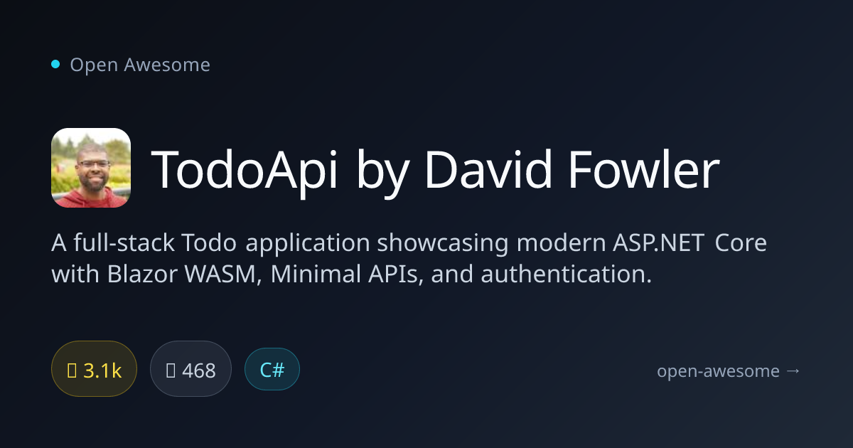 TodoApi by David Fowler — ASP.NET Core Todo App | Open Awesome