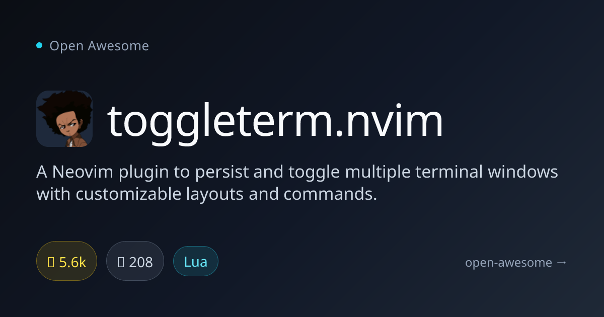 toggleterm.nvim — Neovim Terminal Toggle Plugin | Open Awesome