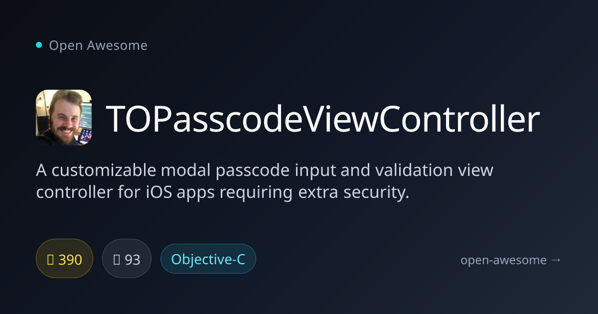 TOPasscodeViewController — iOS Passcode Input Controller | Open Awesome