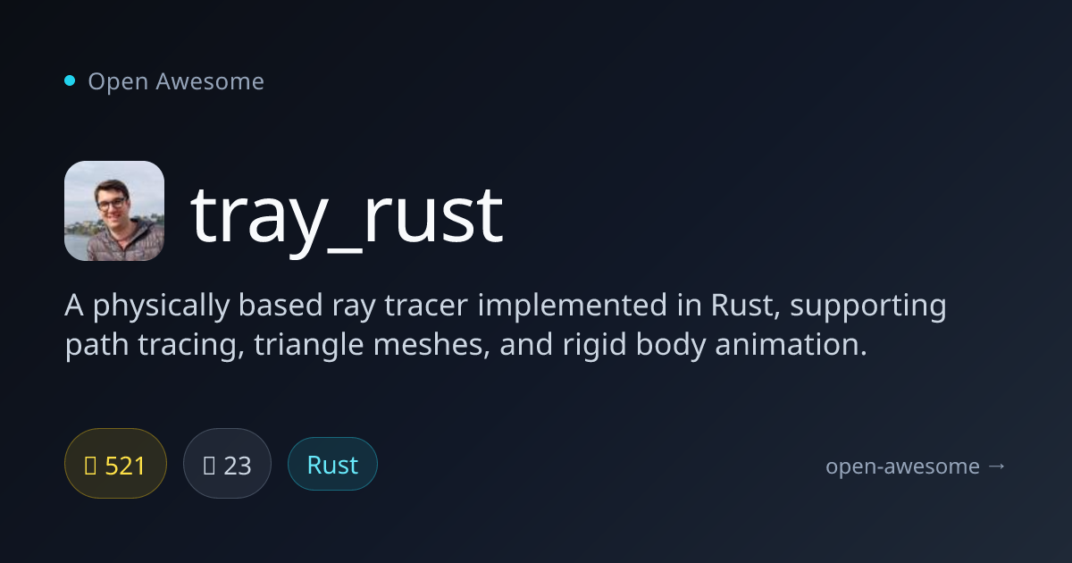 tray_rust — Physically Based Ray Tracer | Open Awesome
