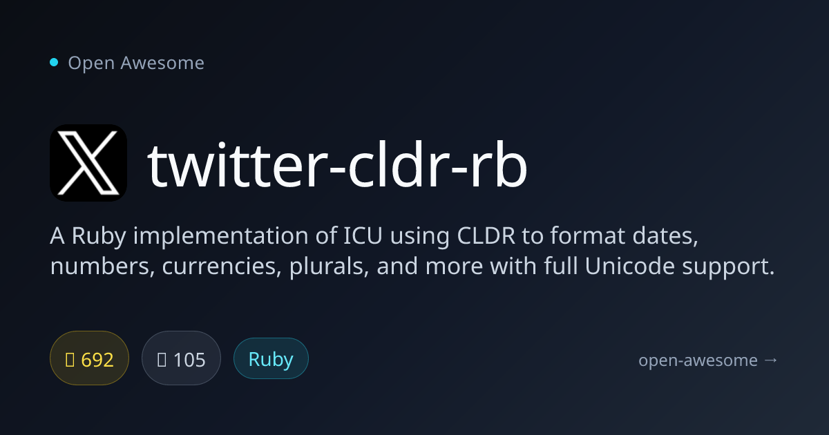 twitter-cldr-rb — Ruby ICU & CLDR Implementation | Open Awesome