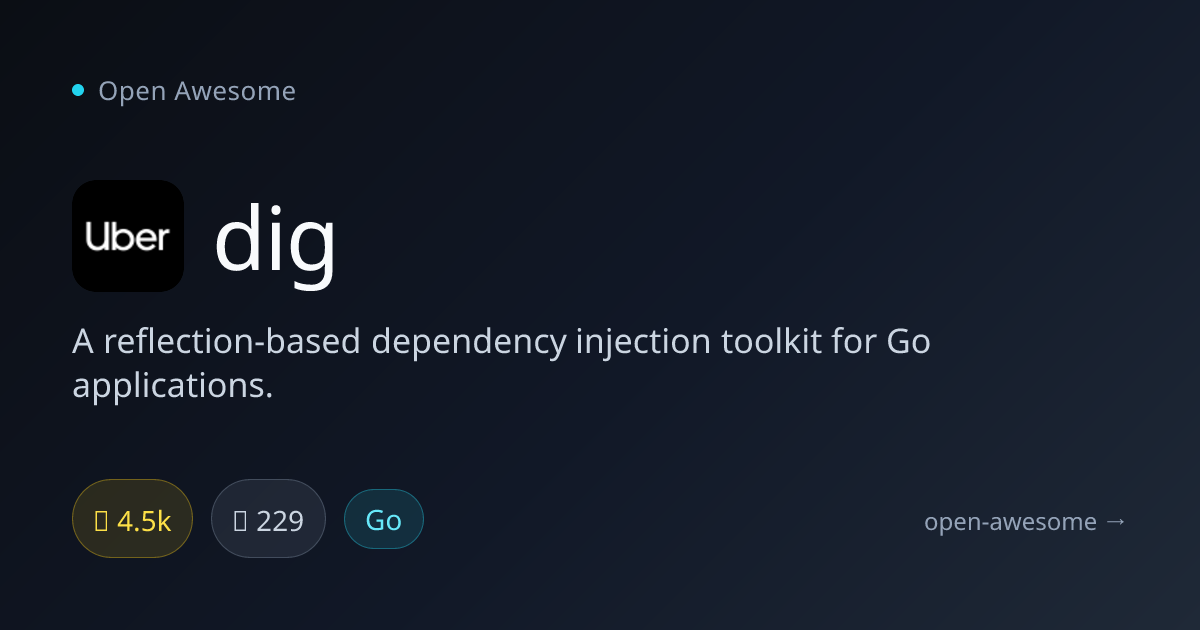 dig — Go Dependency Injection Toolkit | Open Awesome