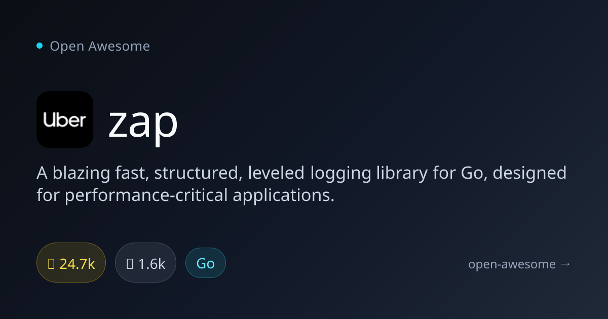 zap — Fast Structured Logging for Go | Open Awesome
