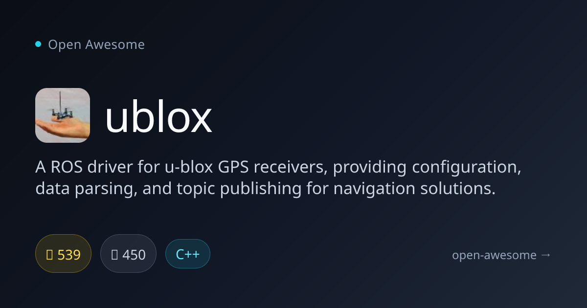 ublox — ROS Driver for u-blox GPS | Open Awesome