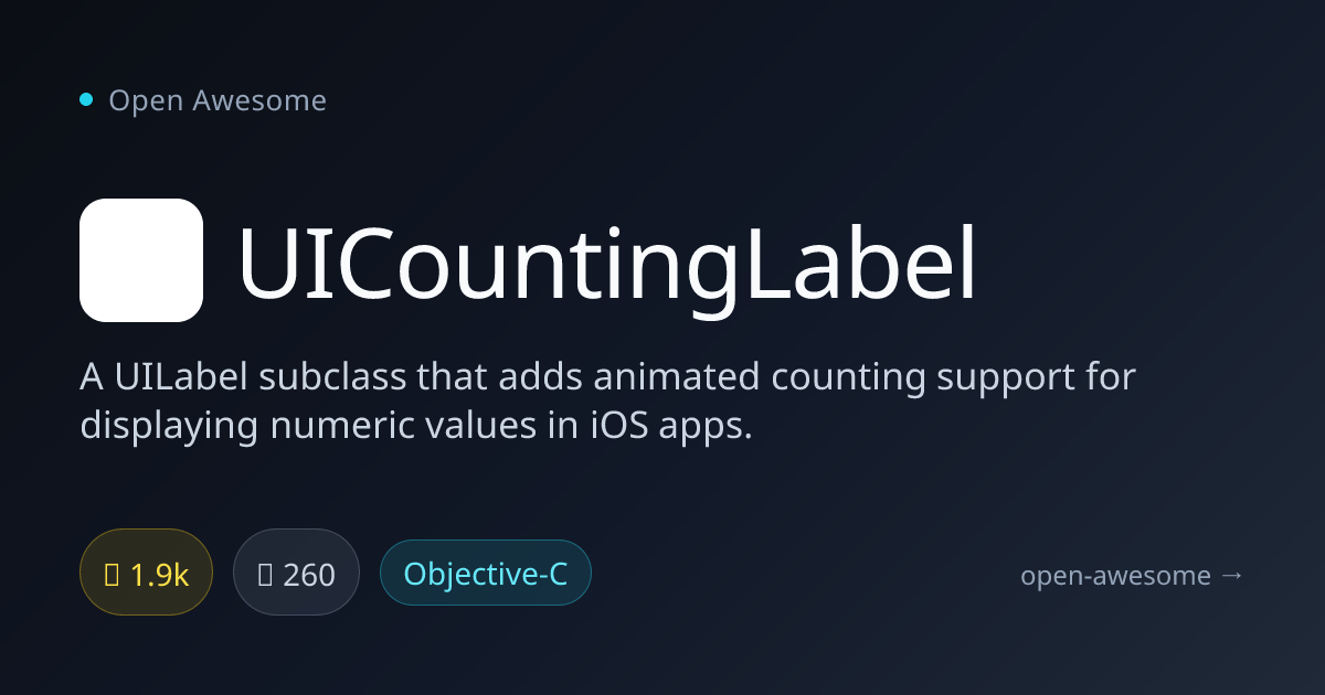 UICountingLabel — Animated Counting UILabel | Open Awesome