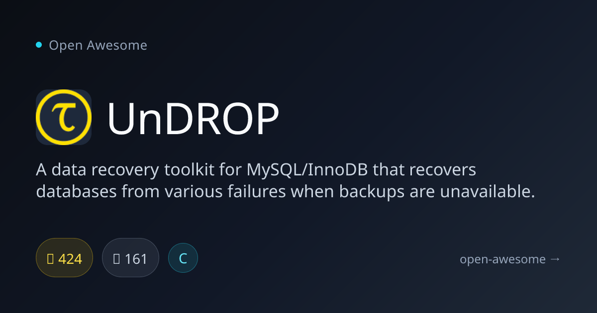UnDROP — MySQL/InnoDB Data Recovery Toolkit | Open Awesome