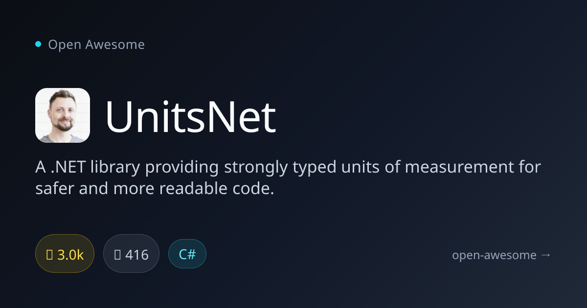 UnitsNet — .NET Units of Measurement Library | Open Awesome