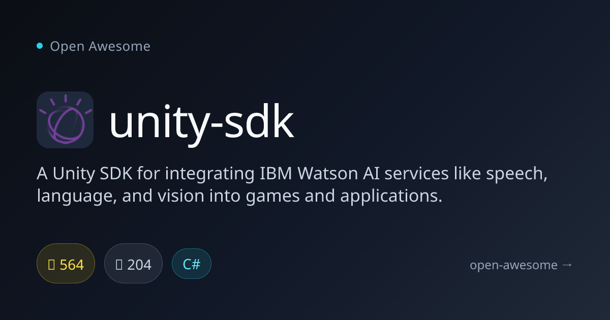 unity-sdk — IBM Watson AI Unity Integration | Open Awesome