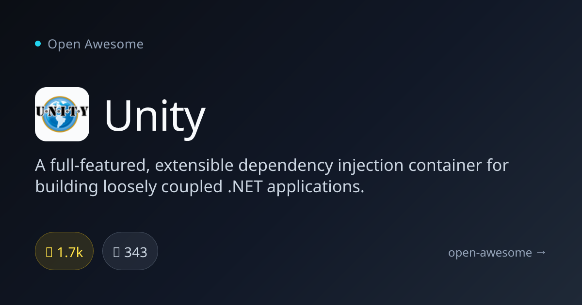 Unity — .NET Dependency Injection Container | Open Awesome