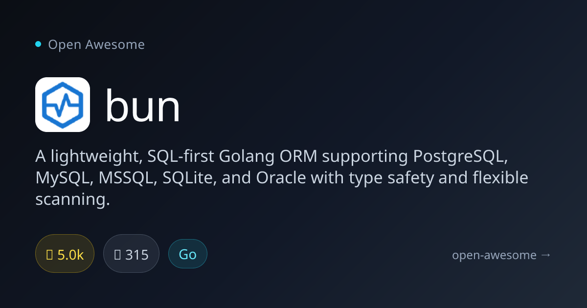 bun — Lightweight SQL-First Go ORM | Open Awesome