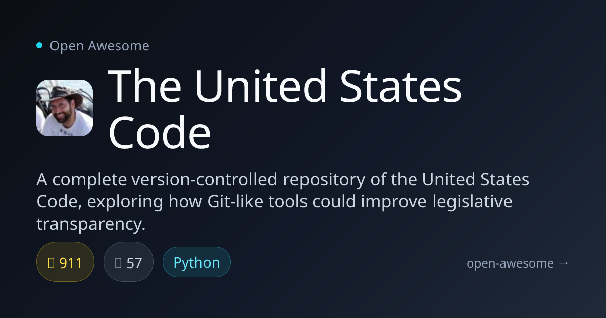 The United States Code — Version-Controlled US Code Repository | Open ...