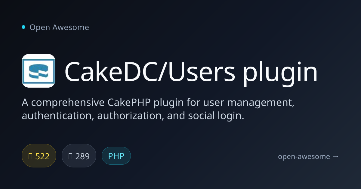 CakeDC/Users plugin — CakePHP User Management | Open Awesome
