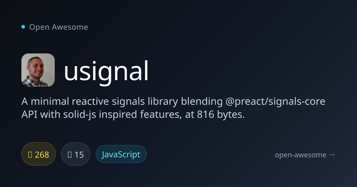 usignal — Minimal Reactive Signals Library | Open Awesome