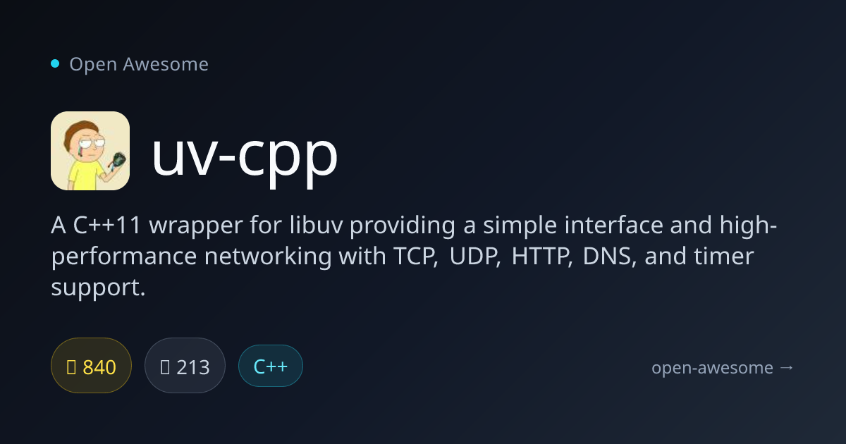 uv-cpp — C++11 Wrapper for libuv | Open Awesome