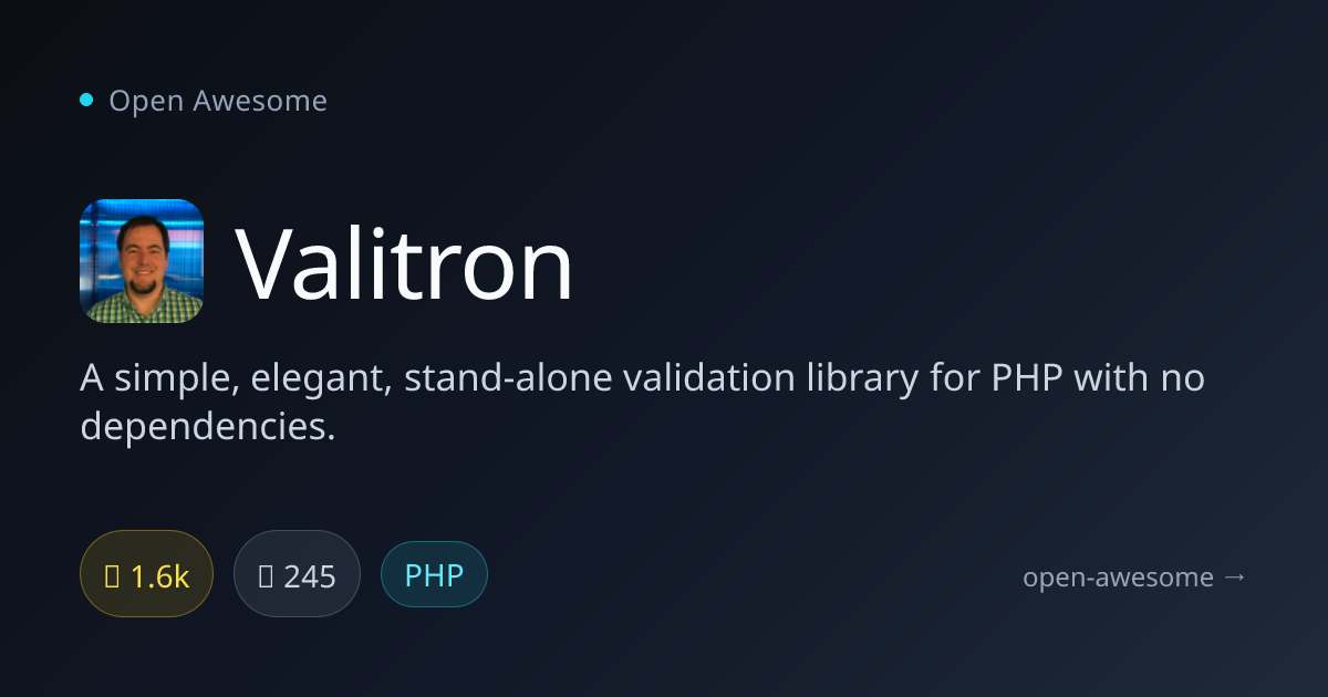 Valitron — Dependency-Free PHP Validation | Open Awesome