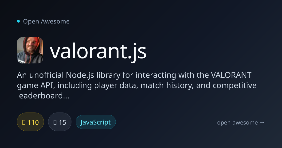 valorant.js — Unofficial VALORANT Game API Library | Open Awesome