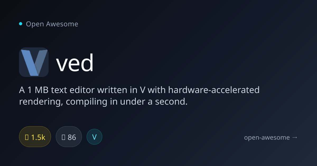ved — 1 MB Hardware-Accelerated Text Editor | Open Awesome
