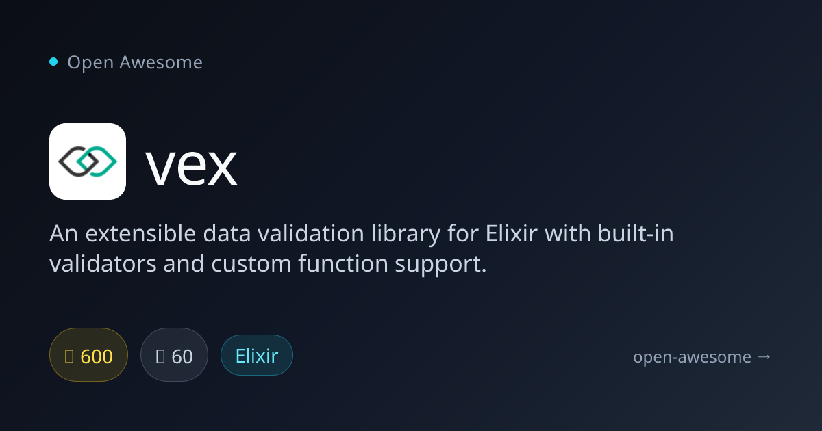 vex — Elixir Data Validation Library | Open Awesome
