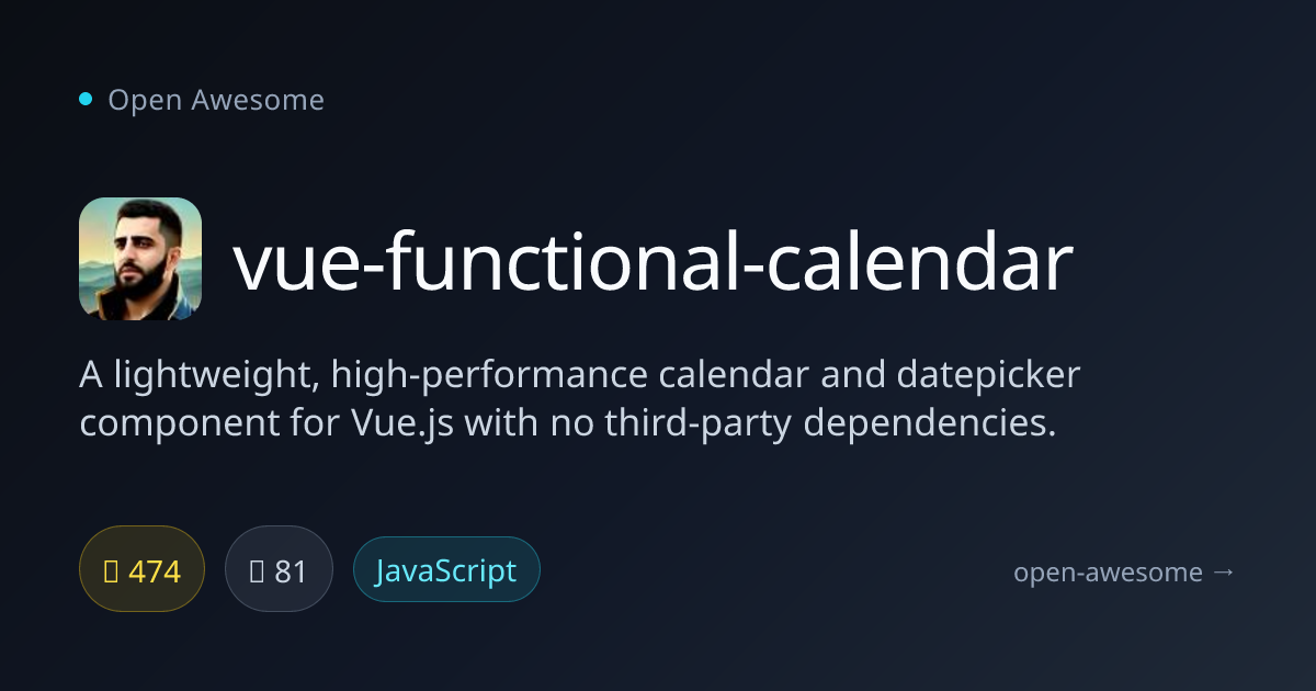 vue-functional-calendar — Lightweight Vue.js Calendar | Open Awesome