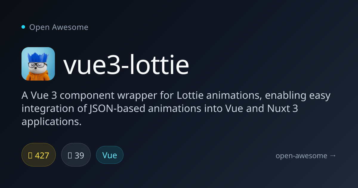 vue3-lottie — Vue 3 Lottie Animation Wrapper | Open Awesome