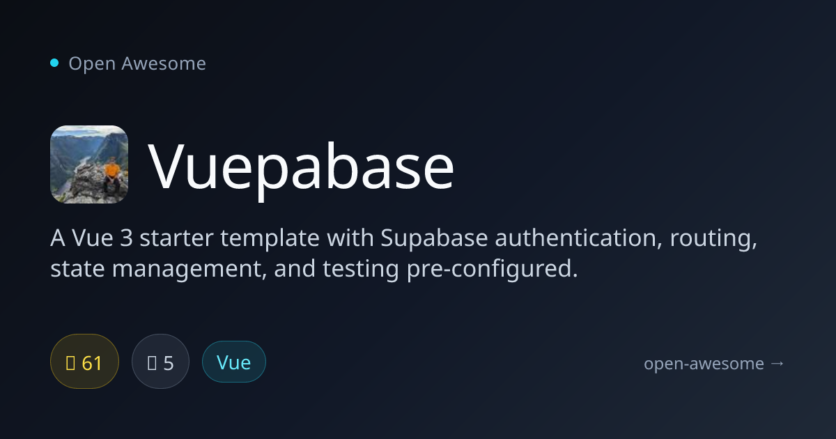 Vuepabase — Vue 3 Supabase Starter Template | Open Awesome