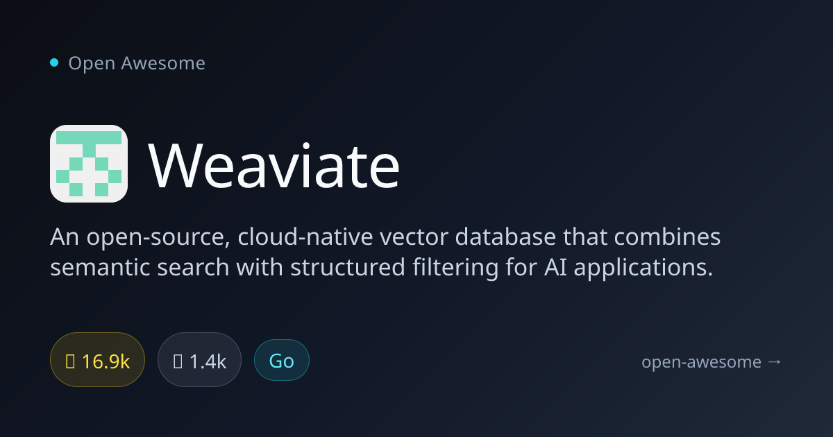 Weaviate — Cloud-Native Vector Database | Open Awesome