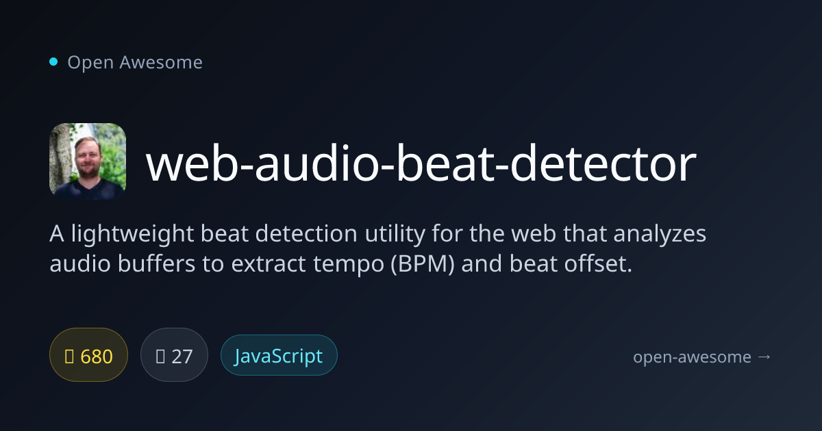 web-audio-beat-detector — Web Audio Beat Detection Utility | Open Awesome