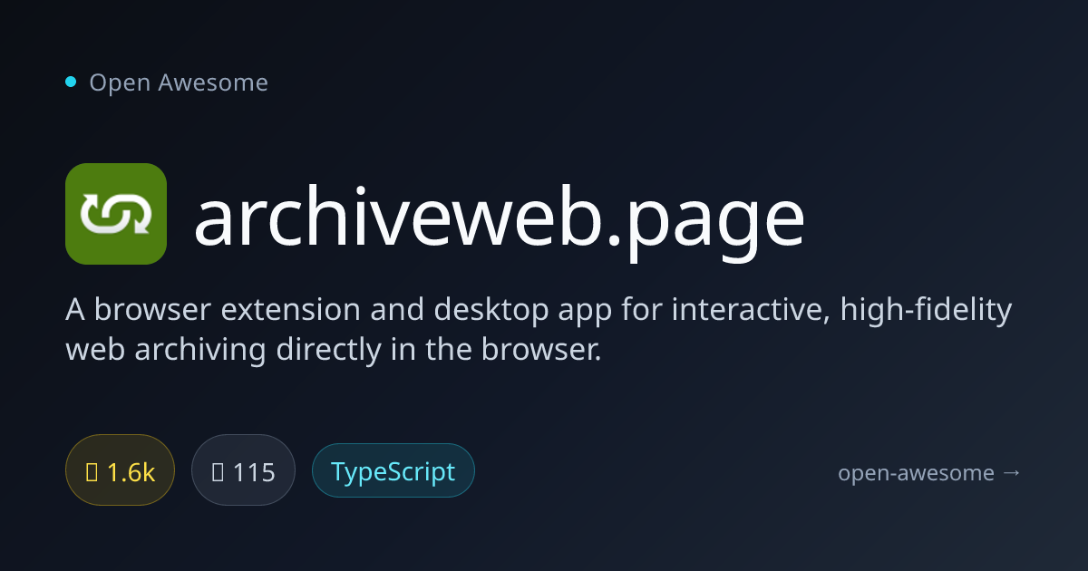 archiveweb.page — Interactive Web Archiving Tool | Open Awesome