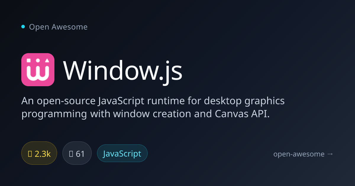 Window.js — JavaScript Runtime for Desktop Graphics | Open Awesome