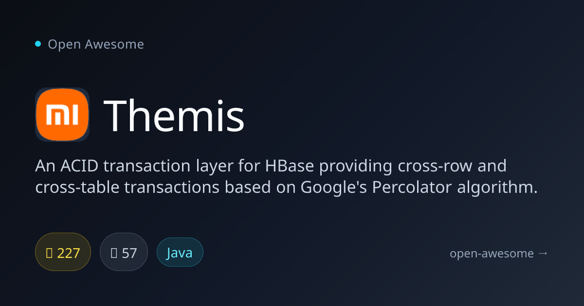 Themis — ACID Transaction Layer for HBase | Open Awesome
