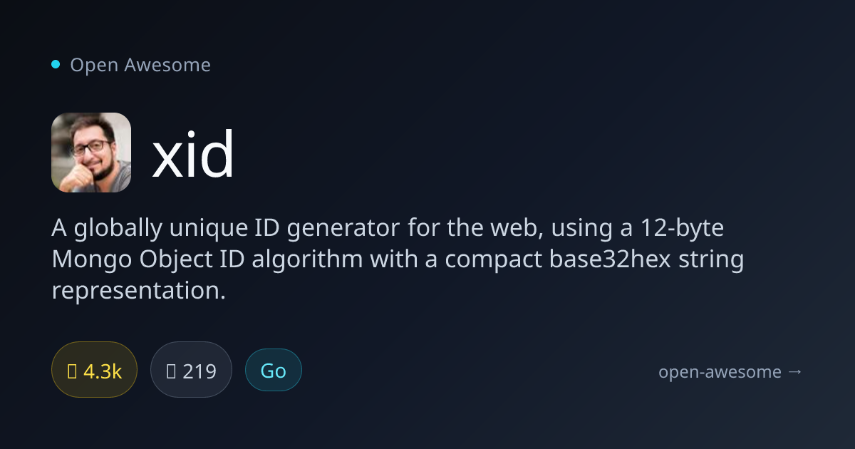 xid — Globally Unique ID Generator | Open Awesome