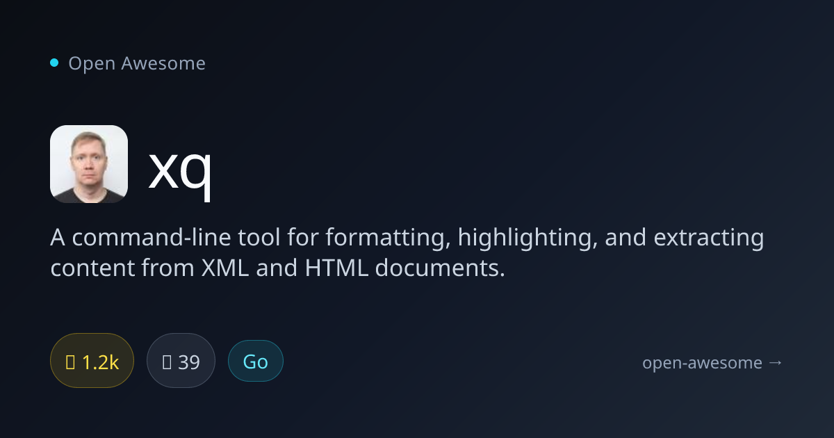 xq — XML & HTML CLI Formatter & Extractor | Open Awesome