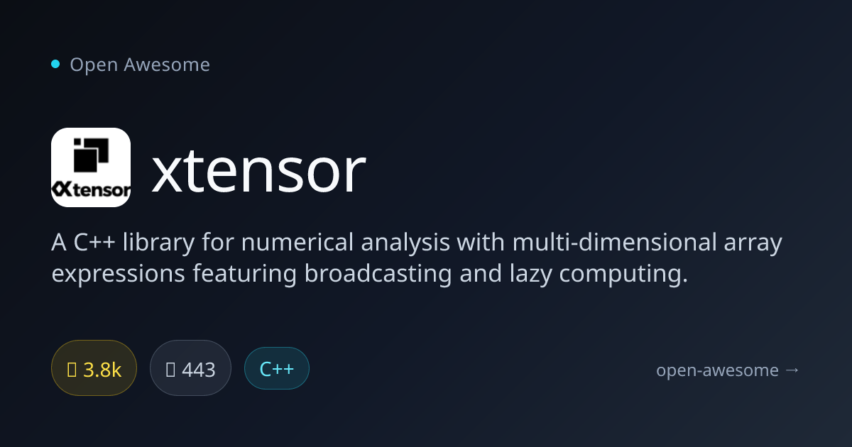 xtensor — C++ Numerical Analysis Library | Open Awesome