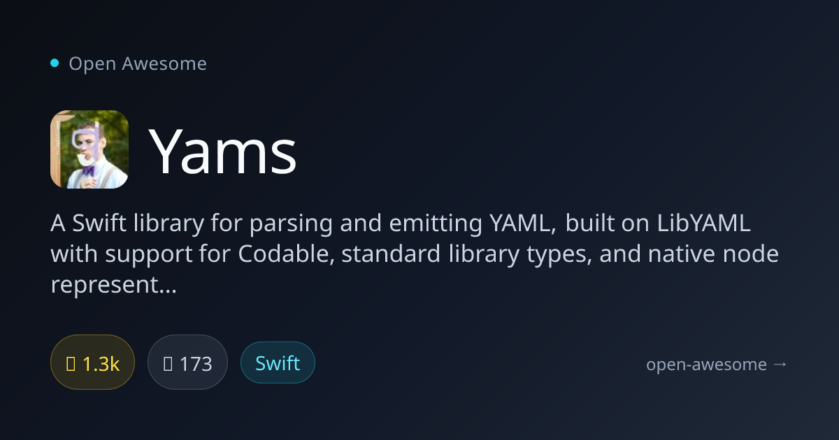 Yams — Swift YAML Parser Library | Open Awesome