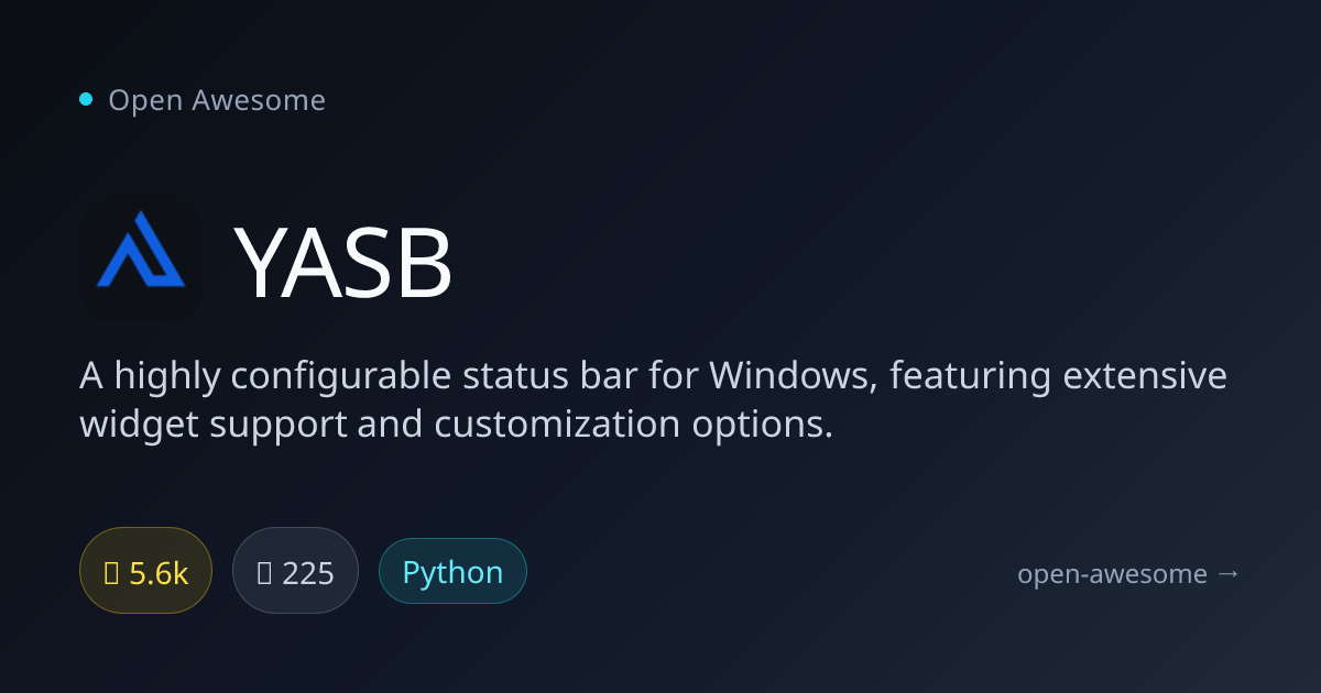 YASB — Configurable Windows Status Bar | Open Awesome