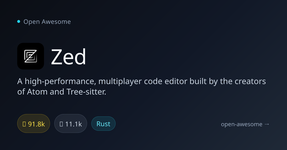 Zed — High-Performance Code Editor | Open Awesome