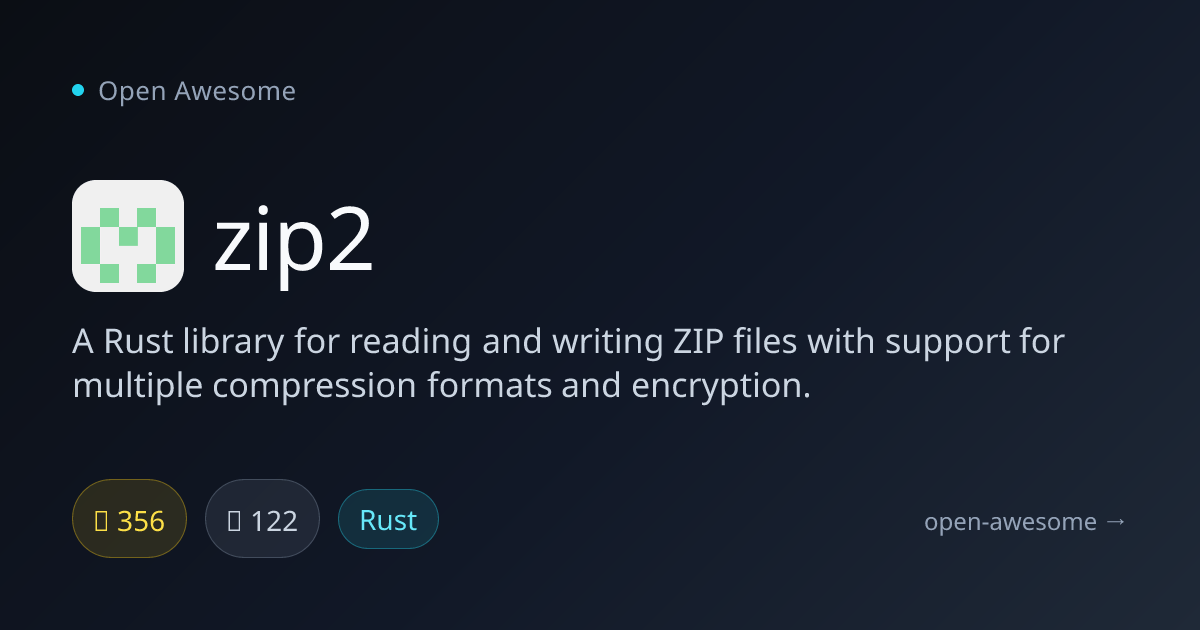 zip2 — Rust ZIP File Library | Open Awesome
