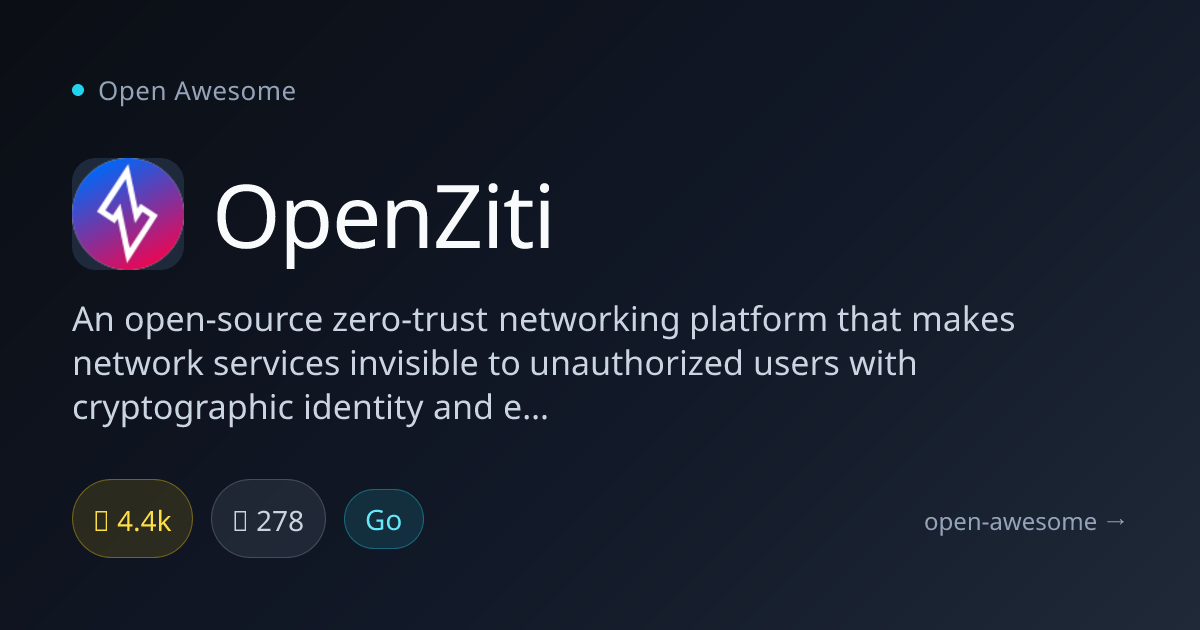 OpenZiti — Open Source Zero-Trust Networking | Open Awesome