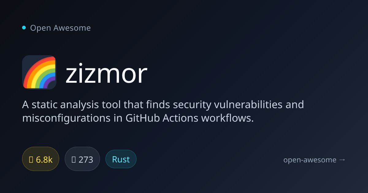 zizmor — GitHub Actions Security Scanner | Open Awesome