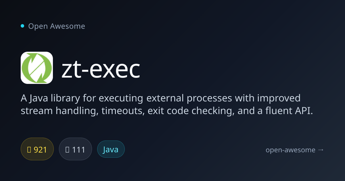 zt-exec — Java External Process Library | Open Awesome